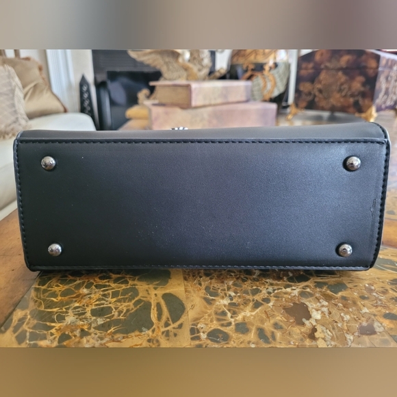 VALENTINO ORLANDI Black Studded Handbag with Striped Bow - Picture 7 of 12